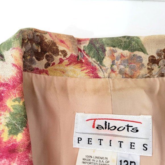 Talbots Petites Floral Linen Blazer Cottagecore Romantic Vintage - Picture 5 of 7
